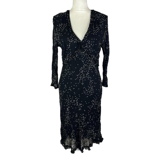 Vintage Majick Black Floral Dress Whimsigoth Witchy V-Neck Size Petite Medium - Picture 1 of 5